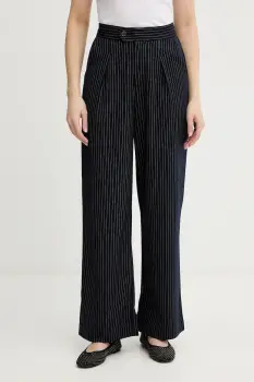 Never Fully Dressed pantaloni Arden culoarea bleumarin, lat, high waist, NFDTR581 imagine