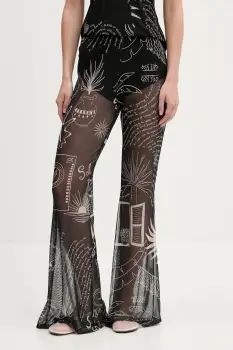 Never Fully Dressed pantaloni culoarea negru, evazati, high waist, NFDTR482 imagine