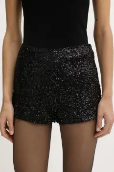 Never Fully Dressed pantaloni scurti culoarea negru, uni, high waist, NFDTR562 imagine