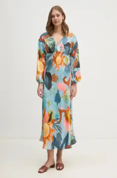 Never Fully Dressed rochie Balearic Emma maxi, evazati, NFDDR1767 imagine