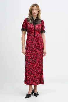 Never Fully Dressed rochie Cherry Lyla culoarea rosu, maxi, drept, NFDDR3187 imagine