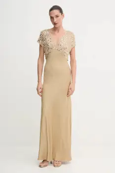 Never Fully Dressed rochie culoarea auriu, maxi, evazati, NFDDR2230 imagine