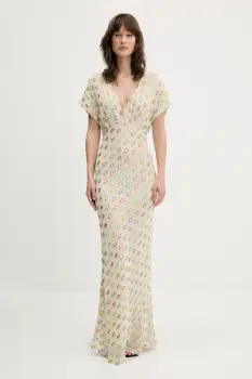 Never Fully Dressed rochie culoarea bej, maxi, drept, NFDDR2089 imagine