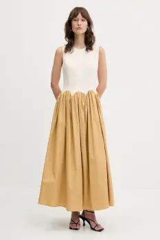 Never Fully Dressed rochie culoarea bej, maxi, evazati, NFDDR2182 imagine