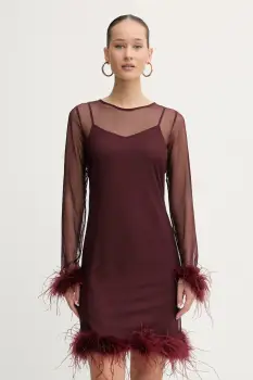 Never Fully Dressed rochie culoarea bordo, mini, drept, NFDDR3071 imagine