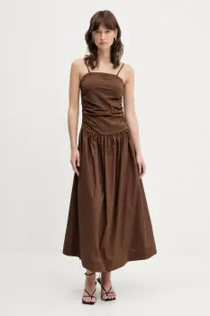 Never Fully Dressed rochie culoarea maro, maxi, evazati, NFDDR1632 imagine