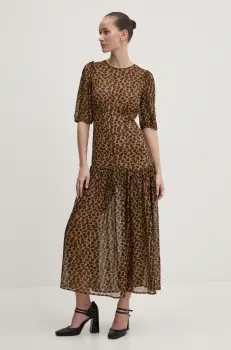 Never Fully Dressed rochie culoarea maro, maxi, evazati, NFDDR1851 imagine