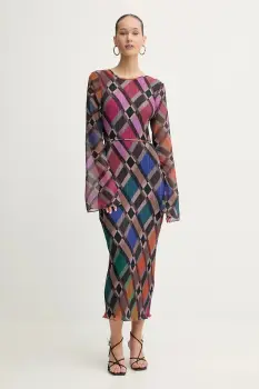 Never Fully Dressed rochie culoarea maro, midi, drept, NFDDR3029 imagine