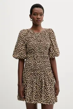 Never Fully Dressed rochie culoarea maro, mini, evazati, NFDDR3114 imagine