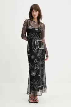 Never Fully Dressed rochie culoarea negru, maxi, drept, NFDDR2010 imagine