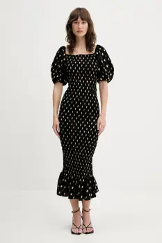 Never Fully Dressed rochie culoarea negru, midi, mulata, NFDDR2155 imagine