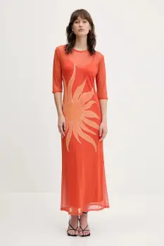 Never Fully Dressed rochie culoarea portocaliu, maxi, drept, NFDDR2111 imagine