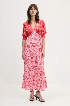 Never Fully Dressed rochie culoarea rosu, maxi, drept, NFDDR2181 imagine