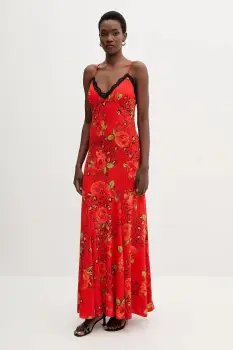 Never Fully Dressed rochie culoarea rosu, maxi, evazati, NFDDR3097 imagine