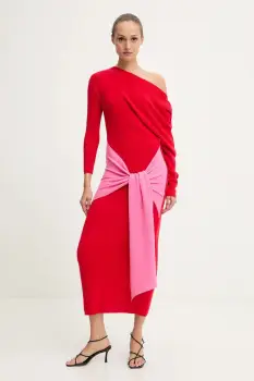 Never Fully Dressed rochie culoarea rosu, maxi, mulata, NFDKN737 imagine