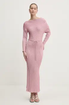 Never Fully Dressed rochie culoarea roz, maxi, mulata, NFDKN605 imagine