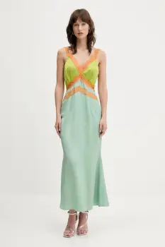 Never Fully Dressed rochie culoarea verde, maxi, drept, NFDDR2099 imagine