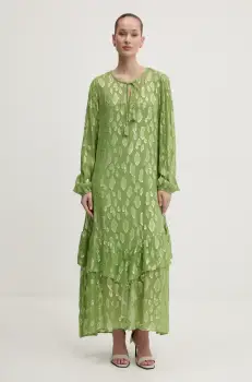 Never Fully Dressed rochie culoarea verde, maxi, evazati, NFDDR1838 imagine
