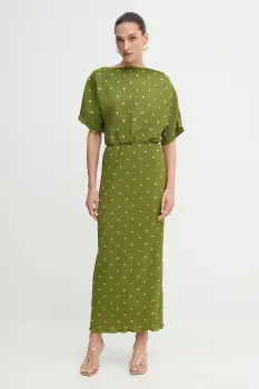 Never Fully Dressed rochie culoarea verde, maxi, evazati, NFDDR2965 imagine