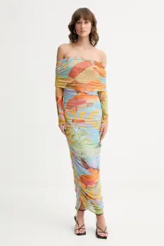 Never Fully Dressed rochie culoarea verde, midi,mulata, NFDDR1814 imagine