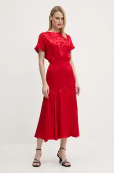 Never Fully Dressed rochie Erin culoarea rosu, midi, evazati, NFDDR1921 imagine