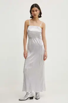 Never Fully Dressed rochie Luna culoarea argintiu, maxi, evazati, NFDDR1400 imagine