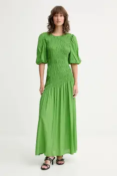 Never Fully Dressed rochie Nara culoarea verde, maxi, evazati, NFDDR2808 imagine