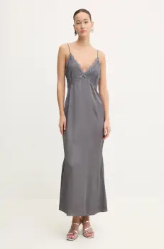 Never Fully Dressed rochie Reha culoarea gri, maxi, evazati, NFDDR1612 imagine