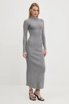 Never Fully Dressed rochie Suki culoarea gri, maxi, mulata, NFDKN601 imagine