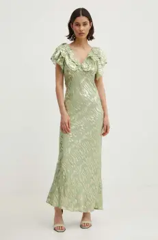 Never Fully Dressed rochie Tilda Dress culoarea verde, maxi, evazati, NFDDR1350 imagine