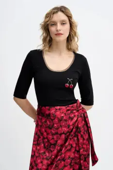 Never Fully Dressed tricou Cherry Teddy culoarea negru, NFDTO2102 imagine