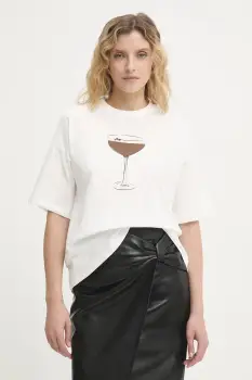 Never Fully Dressed tricou din bumbac culoarea alb, NFDTO1928 imagine