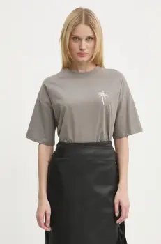 Never Fully Dressed tricou din bumbac Washed Grey Mystcial Tee femei, culoarea gri, NFDTO1545 imagine