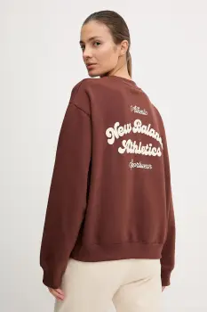 New Balance bluza culoarea maro, cu imprimeu, WT53516ROK imagine