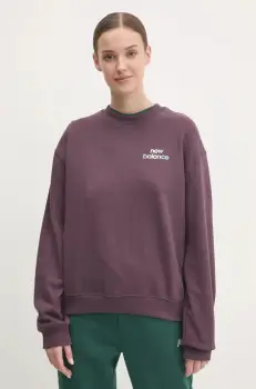 New Balance bluza femei, culoarea violet, cu imprimeu, WT43559PLN imagine