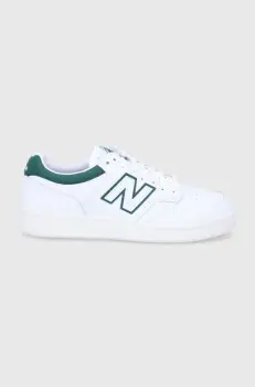 New Balance Ghete de piele BB480LGT culoarea alb imagine