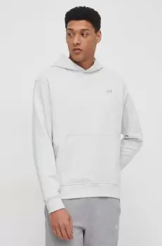 New Balance hanorac de bumbac barbati, culoarea gri, cu gluga, melanj imagine