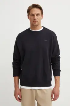 New Balance hanorac de bumbac barbati, culoarea negru, neted imagine