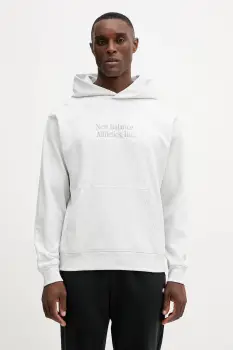 New Balance hanorac de bumbac culoarea gri, cu gluga, melanj, MT53925AHH imagine