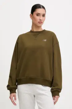 New Balance hanorac de bumbac culoarea verde, neted, WT41500WDL imagine