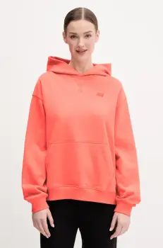 New Balance hanorac de bumbac femei, culoarea portocaliu, cu gluga, neted, WT41537DTR imagine