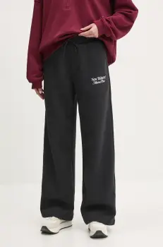 New Balance pantaloni de trening femei, culoarea negru, neted, WP51954BK imagine