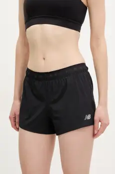 New Balance pantaloni scurti de alergare culoarea negru, uni, medium waist, WS41286BK imagine
