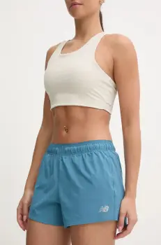 New Balance pantaloni scurti de alergare culoarea verde, uni, medium waist, WS41286TEI imagine