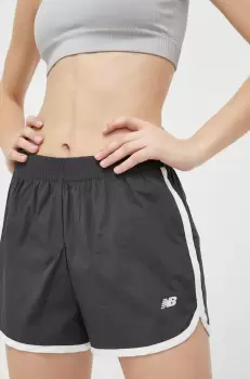 New Balance pantaloni scurti de antrenament Athletics Remastered culoarea gri, cu imprimeu, high waist imagine