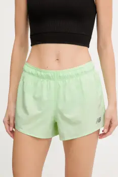 New Balance pantaloni scurti de antrenament culoarea verde, uni, high waist, WS41286MEW imagine