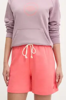 New Balance pantaloni scurti din bumbac femei, culoarea portocaliu, neted, high waist, WS41508DTR imagine