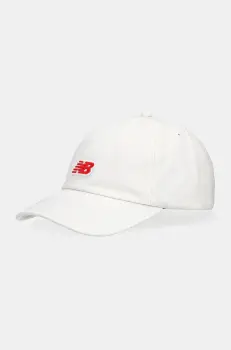 New Balance sapca de baseball din bumbac culoarea alb, cu imprimeu, LAH51013SST imagine