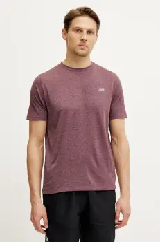 New Balance tricou de alergare Athletics culoarea violet, melanj, MT41253FDP imagine