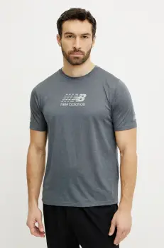 New Balance tricou de alergare Athletics Graphic culoarea gri, cu imprimeu, MT51204GT imagine